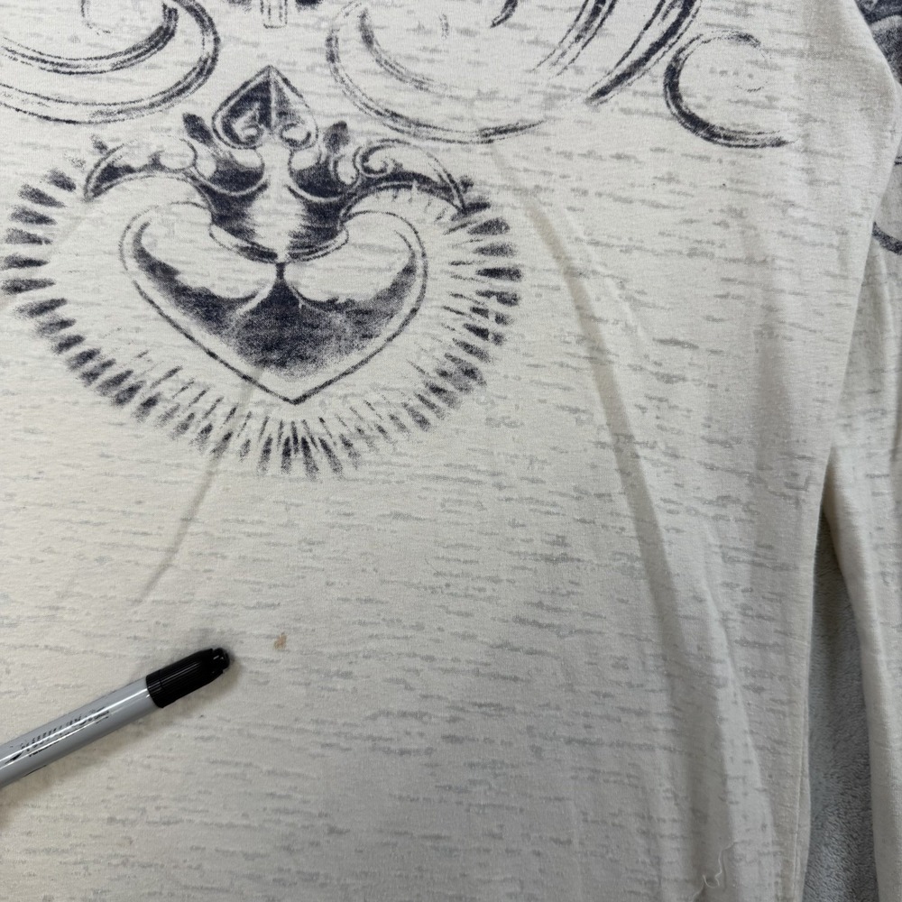 Vintage Free People Burn Out Long Sleeve Tattoo, Crown Birds, Medium Cream Color - Picture 4 of 11